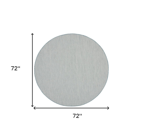 Homeroots 6' Blue Round Geometric Power Loom Area Rug  Polypropylene 522009