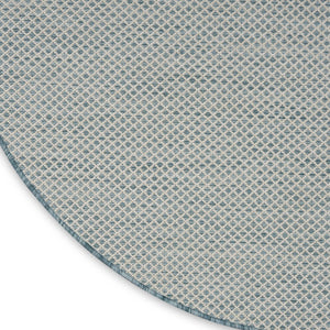 HomeRoots 8' Blue Geometric Power Loom Area Rug - Modern Design, Durable, Perfect for High-Traffic Spaces 8' Round Round 522011