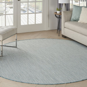 HomeRoots 8' Blue Geometric Power Loom Area Rug - Modern Design, Durable, Perfect for High-Traffic Spaces 8' Round Round 522011