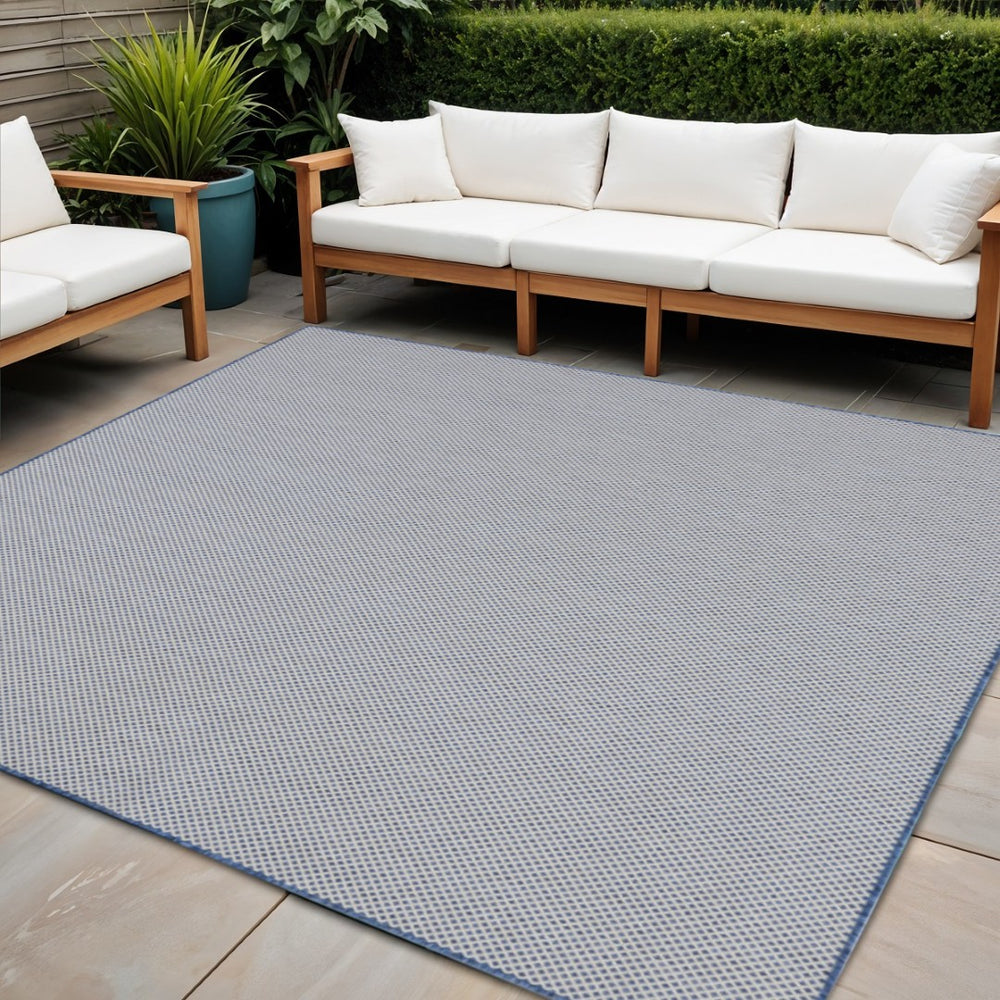 HomeRoots 8' Blue and Ivory Geometric Area Rug - Stylish, Durable, and Easy-Care for Indoor or Outdoor Spaces 522020