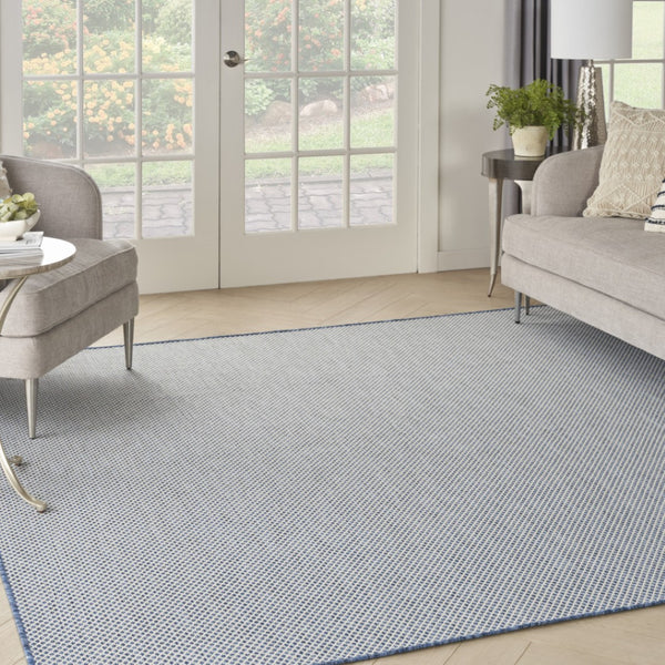 HomeRoots 8' Blue and Ivory Geometric Area Rug - Stylish, Durable, and Easy-Care for Indoor or Outdoor Spaces 522020