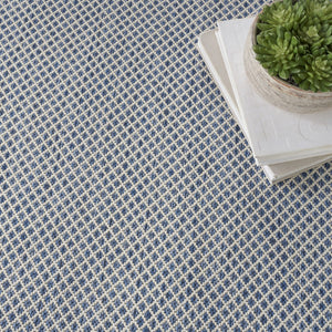HomeRoots 8' Blue and Ivory Geometric Area Rug - Stylish, Durable, and Easy-Care for Indoor or Outdoor Spaces 522020