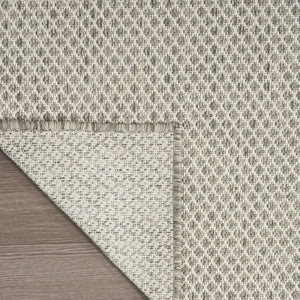 HomeRoots 8' Modern Square Geometric Area Rug – Durable Power Loomed Design for Stylish, High-Traffic Spaces Silver 522023