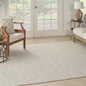 HomeRoots 8' Modern Square Geometric Area Rug – Durable Power Loomed Design for Stylish, High-Traffic Spaces Silver 522023