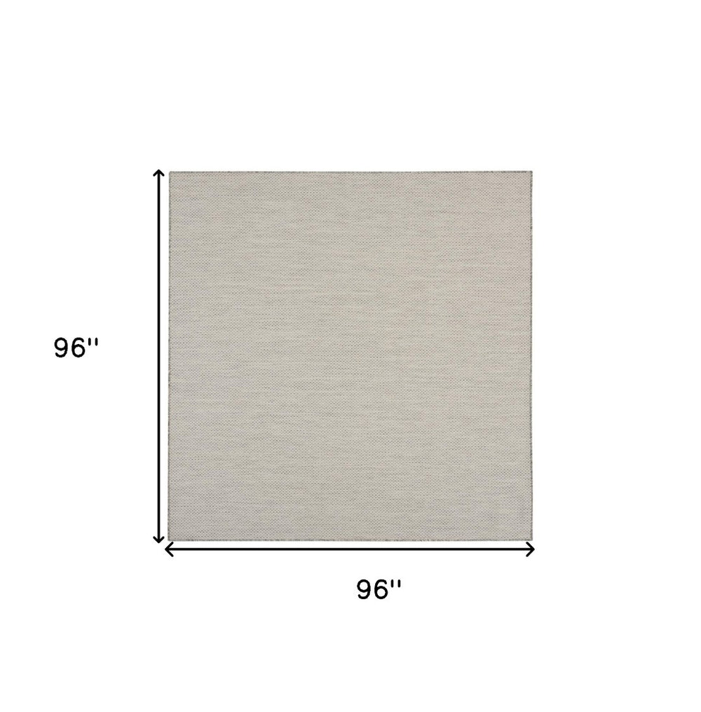 HomeRoots 8' Modern Square Geometric Area Rug – Durable Power Loomed Design for Stylish, High-Traffic Spaces Silver 522023