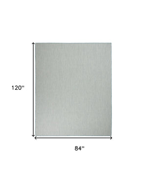 Homeroots 7' X 10' Aqua And Ivory Indoor Outdoor Area Rug  Polypropylene 522026