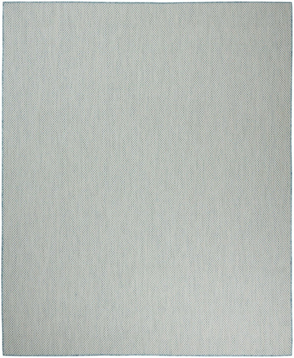 HomeRoots 7' Aqua and Ivory Indoor Outdoor Area Rug - Durable, Easy-Care, Coastal Style for Any Space 522026