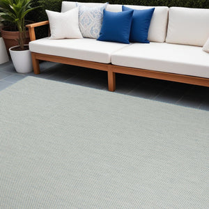 Homeroots 7' X 10' Aqua And Ivory Indoor Outdoor Area Rug  Polypropylene 522026