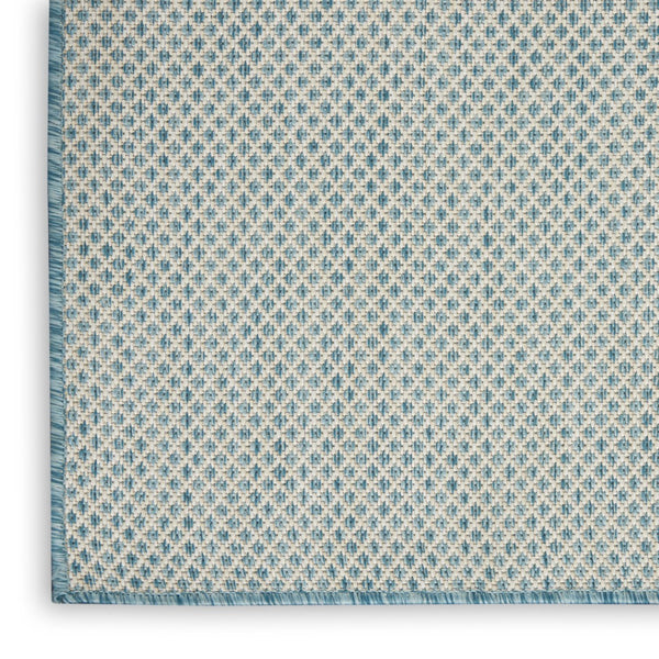 HomeRoots 7' Aqua and Ivory Indoor Outdoor Area Rug - Durable, Easy-Care, Coastal Style for Any Space 522026