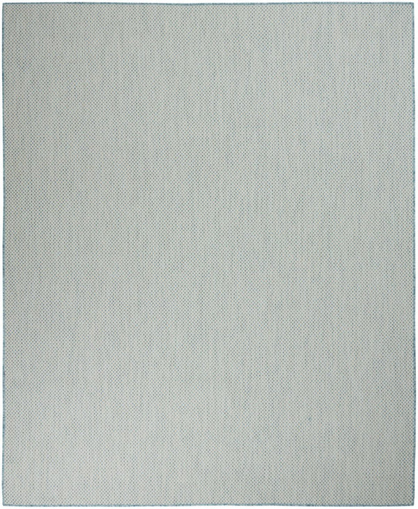 HomeRoots 7' Aqua and Ivory Indoor Outdoor Area Rug - Durable, Easy-Care, Coastal Style for Any Space 522026