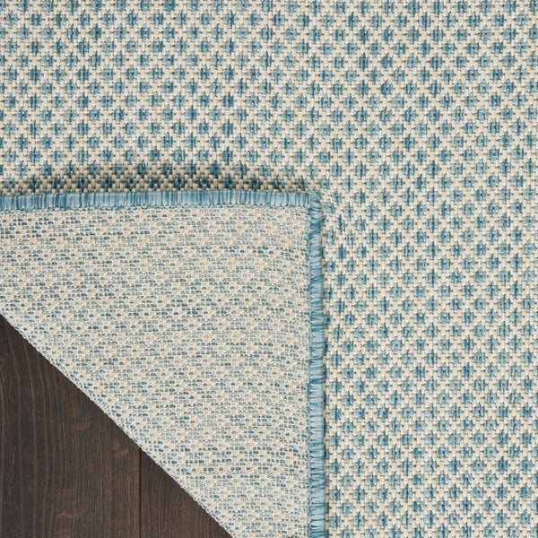 HomeRoots 7' Aqua and Ivory Indoor Outdoor Area Rug - Durable, Easy-Care, Coastal Style for Any Space 522026