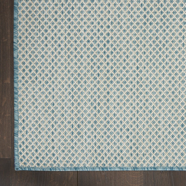HomeRoots 8' X 10' Aqua and Ivory Indoor Outdoor Area Rug - Stylish, Durable, Weather-Resistant Comfort for All Spaces 522027