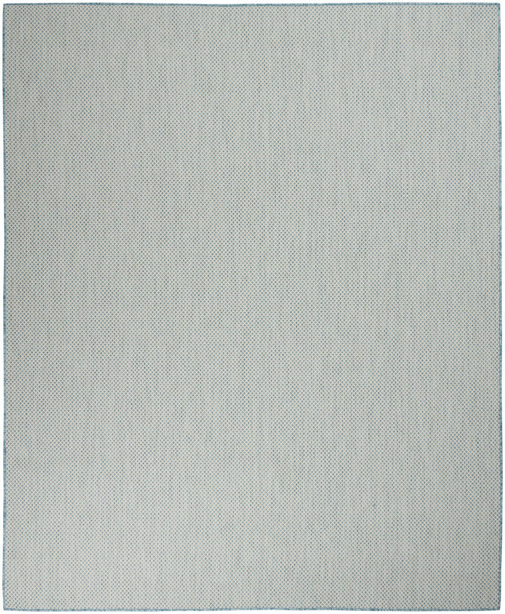 Homeroots 8' X 10' Aqua And Ivory Indoor Outdoor Area Rug  Polypropylene 522027