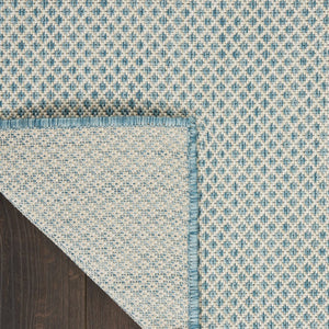 HomeRoots 8' X 10' Aqua and Ivory Indoor Outdoor Area Rug - Stylish, Durable, Weather-Resistant Comfort for All Spaces 522027