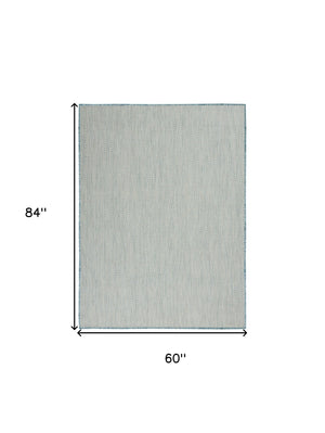 Homeroots 5' X 7' Aqua Geometric Power Loom Area Rug  Polypropylene 522028