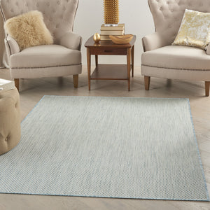 Homeroots 5' X 7' Aqua Geometric Power Loom Area Rug  Polypropylene 522028