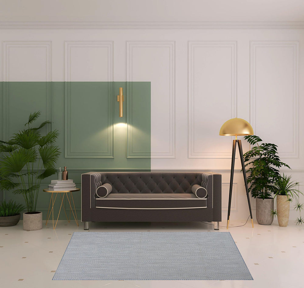 Homeroots 5' X 7' Blue Geometric Power Loom Area Rug  Polypropylene 522029