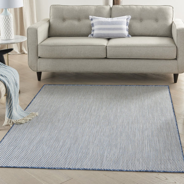 HomeRoots 6' Blue Geometric Area Rug – Modern Power Loomed Design, Durable and Easy-Care for High Traffic Areas 6' X 9' 522031