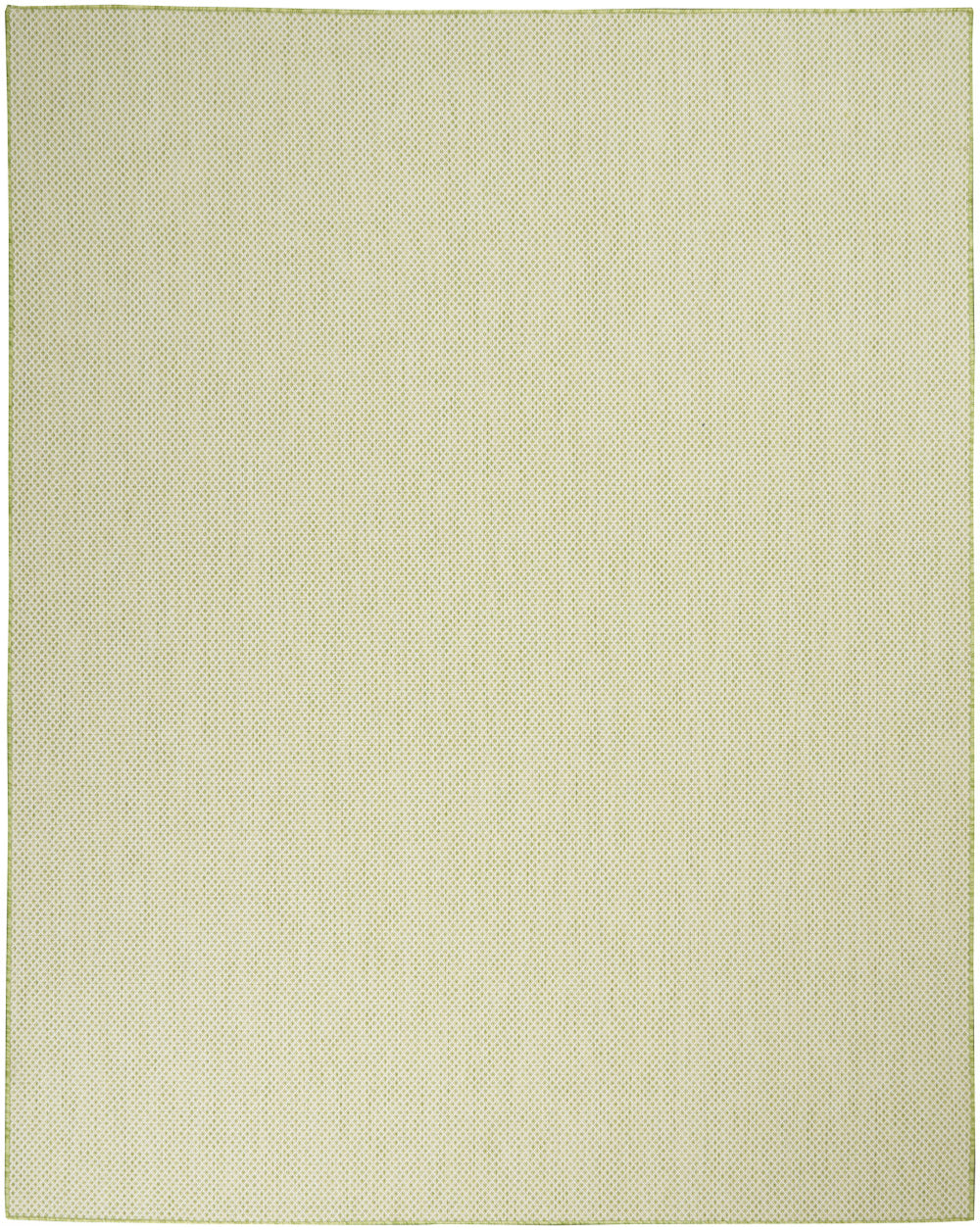 Homeroots 7' X 10' Green And Ivory Indoor Outdoor Area Rug  Polypropylene 522033