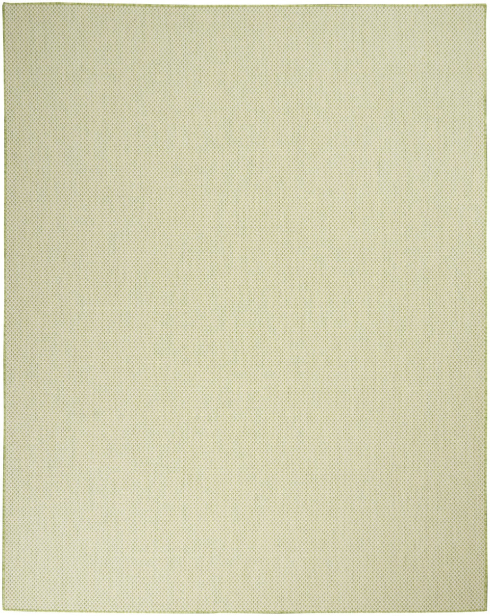 HomeRoots 7' Indoor Outdoor Area Rug - Durable Green & Ivory Geometric Design for Family Spaces & Patios 522033