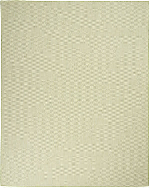 HomeRoots 7' Indoor Outdoor Area Rug - Durable Green & Ivory Geometric Design for Family Spaces & Patios 522033