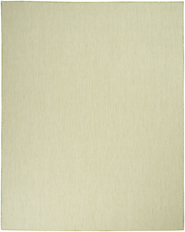 HomeRoots 7' Indoor Outdoor Area Rug - Durable Green & Ivory Geometric Design for Family Spaces & Patios 522033