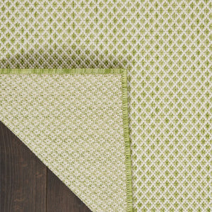 HomeRoots 7' Indoor Outdoor Area Rug - Durable Green & Ivory Geometric Design for Family Spaces & Patios 522033
