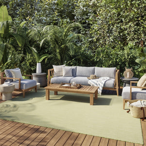 HomeRoots 8' X 10' Versatile Green and Ivory Indoor/Outdoor Area Rug - Durable, Water-Resistant, Easy Clean! 522034