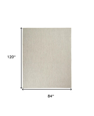 HomeRoots 7' X 10' Elegant Ivory and Silver Indoor Outdoor Area Rug - Durable and Versatile for Any Space 522045