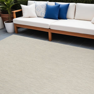 HomeRoots 7' X 10' Elegant Ivory and Silver Indoor Outdoor Area Rug - Durable and Versatile for Any Space 522045