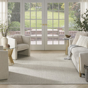 HomeRoots 7' X 10' Elegant Ivory and Silver Indoor Outdoor Area Rug - Durable and Versatile for Any Space 522045
