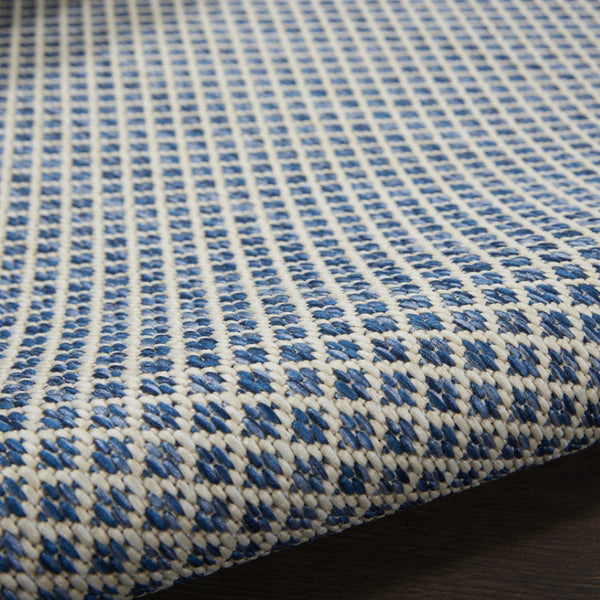 HomeRoots 7' Blue and Ivory Indoor Outdoor Area Rug - Durable, Low-Maintenance, Stylish Design for Any Space 522048