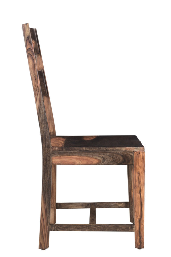 Homeroots Set Of Two Dark Brown Solid Wood Ladder Back Dining Side Chairs - Stylish, Versatile, And Comfortable Seating   522049