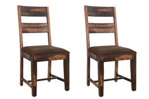 HomeRoots Set of Two Rustic Brown Upholstered Ladder-Back Dining Chairs for Timeless Home Elegance 522050