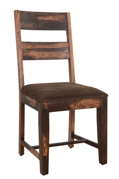 Homeroots Set Of Two Stylish Brown Upholstered Ladder Back Dining Chairs For Comfort & Versatile Use   522050