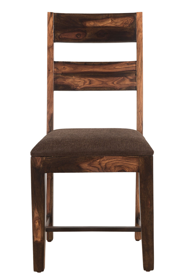 Homeroots Set Of Two Stylish Brown Upholstered Ladder Back Dining Chairs For Comfort & Versatile Use   522050