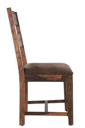 Homeroots Set Of Two Stylish Brown Upholstered Ladder Back Dining Chairs For Comfort & Versatile Use   522050