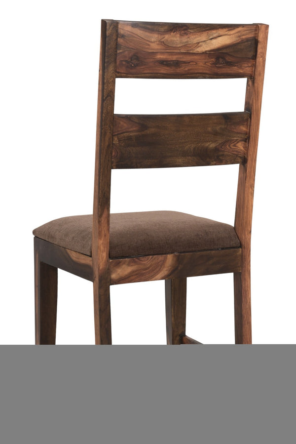 Homeroots Set Of Two Stylish Brown Upholstered Ladder Back Dining Chairs For Comfort & Versatile Use   522050