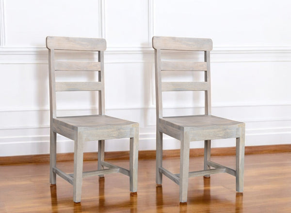 Homeroots Set Of Two White Wood Ladder Back Dining Chairs For Stylish Comfort And Versatile Home Seating   522051