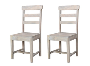 Homeroots Set Of Two White Wood Ladder Back Dining Chairs For Stylish Comfort And Versatile Home Seating   522051