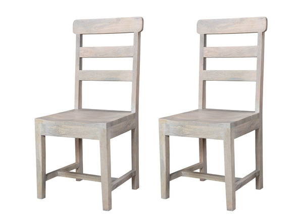 Homeroots Set Of Two White Wood Ladder Back Dining Chairs For Stylish Comfort And Versatile Home Seating   522051