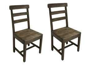 HomeRoots Set of Two Rustic Dark Walnut Brown Mango Wood Ladder Back Dining Chairs for Stylish Comfort 522052
