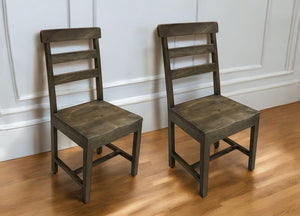 Homeroots Set Of Two Stylish Dark Walnut Wood Ladder Back Dining Chairs - Versatile And Elegant Seating Option   522052