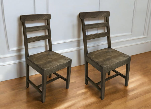 Homeroots Set Of Two Stylish Dark Walnut Wood Ladder Back Dining Chairs - Versatile And Elegant Seating Option   522052