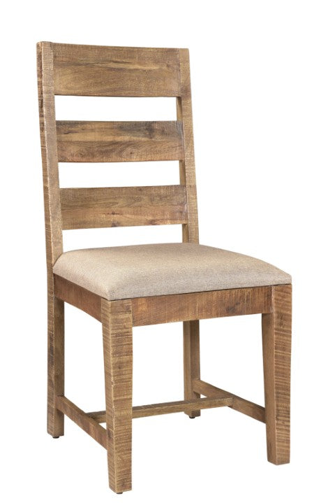 Homeroots Set Of Two Stylish Beige & Brown Upholstered Ladder Back Dining Chairs For Modern Spaces & Comfort   522053