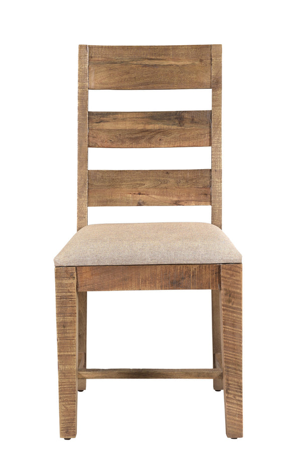 Homeroots Set Of Two Stylish Beige & Brown Upholstered Ladder Back Dining Chairs For Modern Spaces & Comfort   522053