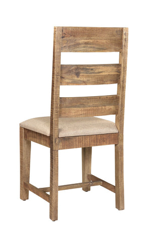 Homeroots Set Of Two Stylish Beige & Brown Upholstered Ladder Back Dining Chairs For Modern Spaces & Comfort   522053