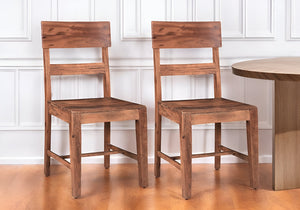Homeroots Set Of Two Stylish Brown Wood Ladder Back Dining Side Chairs For Versatile Home Décor & Comfort   522054