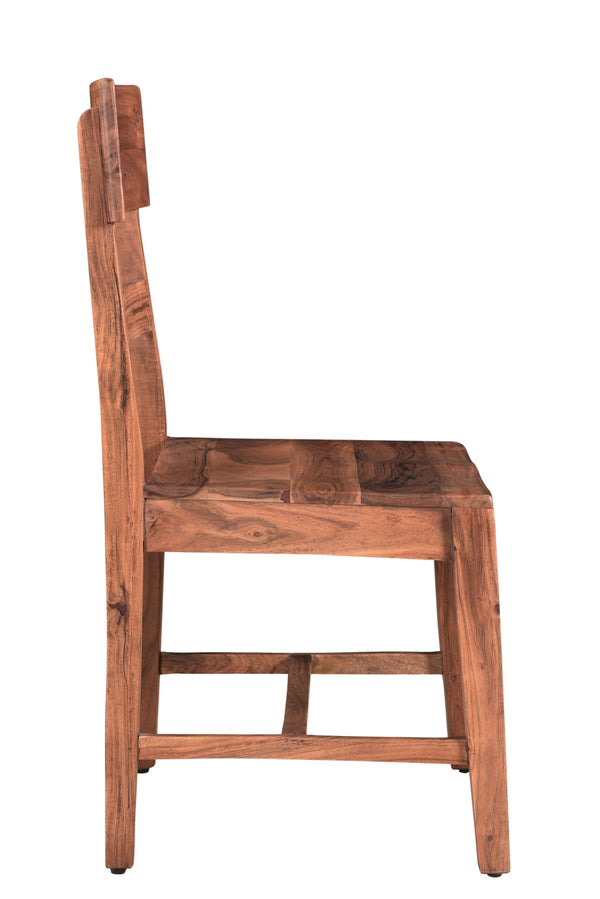 Homeroots Set Of Two Stylish Brown Wood Ladder Back Dining Side Chairs For Versatile Home Décor & Comfort   522054