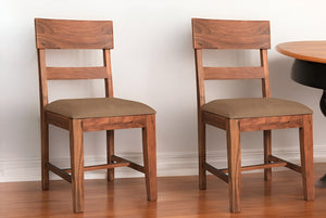 Homeroots Set Of Two Stylish Brown Upholstered Dining Side Chairs With Slat Back For Any Room Decor   522055